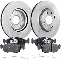 Front Brake Disc and Pad Kit, Plain Surface, 4 Lugs, Organic, Cast Iron, Pro-Line Series