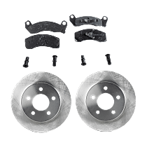 Front Brake Disc and Pad Kit, Plain Surface, 5 Lugs, Semi-Metallic, Cast Iron, Pro-Line Series