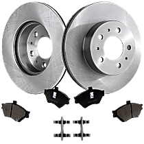 Front Brake Disc and Pad Kit, Plain Surface, 5 Lugs, Semi-Metallic, Cast Iron, Pro-Line Series