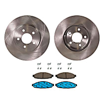 Front Brake Disc and Pad Kit, Plain Surface, 5 Lugs, Ceramic, Includes Shims and hardware, Pro-Line Series