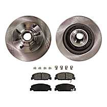 4-Piece Kit Front Brake Disc and Pad Kit, Plain Surface, 8 Lugs, 330.96 mm, Semi-metallic, 4-Wheel ABS, 7.5L 8Cyl, Pro-Line Series  Includes (2) Brake Disc and (1) Brake Pad Set