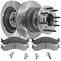 4-Piece Kit Front Brake Disc and Pad Kit, Plain Surface, 8 Lugs, 330.96 mm, Semi-metallic, 4-Wheel ABS, For Models With Dual Rear Wheels, For Models Without Super Duty Package, 4.9L 6Cyl, Pro-Line Series  Includes (2) Brake Disc and (1)