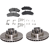 Front Brake Disc and Pad Kit, Plain Surface, 5 Lugs, Semi-Metallic, Cast Iron, Rear Wheel Drive, For Models with 11.2 in. Front Rotor, Pro-Line Series