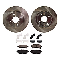 Front Brake Disc and Pad Kit, Plain Surface, 4 Lugs, 258.06 mm, Organic, For Models With Rear Drum Brake, Pro-Line Series