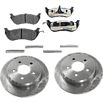 Rear Brake Disc and Pad Kit, Plain Surface, 5 Lugs, Ceramic, Cast Iron, Pro-Line Series