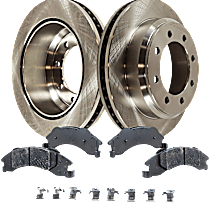 4-Piece Kit Rear Brake Disc and Pad Kit, Plain Surface, 8 Lugs, 344.93 mm, Semi-metallic, 5.4L 8Cyl, Pro-Line Series  Includes (2) Brake Disc and (1) Brake Pad Set