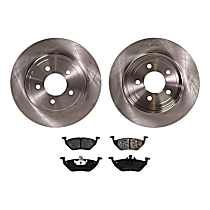 4-Piece Kit Rear Brake Disc and Pad Kit, Plain Surface, 5 Lugs, 302.01 mm, Ceramic, Premier, 3.0L 6Cyl, Pro-Line Series  Includes (2) Brake Disc and (1) Brake Pad Set