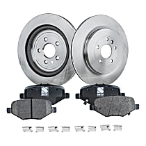 Rear Brake Disc and Pad Kit, Plain Surface, 5 Lugs, Semi-Metallic, Includes Shims and hardware, Pro-Line Series