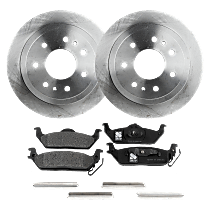 Rear Brake Disc and Pad Kit, Plain Surface, 7 Lugs, Semi-Metallic, Cast Iron, Pro-Line Series