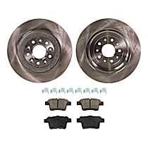 2-Wheel Set Rear Brake Disc and Pad Kit, Plain Surface, 5 Lugs, Ceramic, Cast Iron, Pro-Line Series , includes (2) Brake Disc and (1) Brake Pad Set