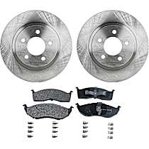 Front Brake Disc and Pad Kit, Plain Surface, 5 Lugs, Semi-Metallic, Cast Iron, Pro-Line Series