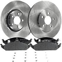 Front Brake Disc and Pad Kit, Plain Surface, 5 Lugs, Semi-Metallic, Cast Iron, Pro-Line Series