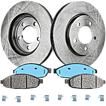 4-Piece Kit Front Brake Disc and Pad Kit, Plain Surface, 5 Lugs, Ceramic, Cast Iron, Pro-Line Series