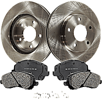 Front Brake Disc and Pad Kit, Plain Surface 5 Lugs Ceramic Includes Shims and Hardware Pro-Line Series