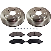 Front Brake Disc and Pad Kit, Plain Surface, 5 Lugs, Semi-Metallic, Cast Iron, Pro-Line Series