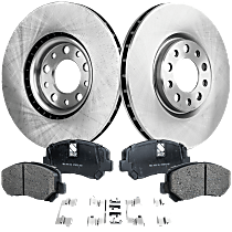 Front Brake Disc and Pad Kit, Plain Surface, 5 Lugs, Ceramic, Cast Iron, Pro-Line Series