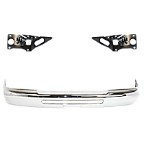 3-Piece Kit Front Bumper, Chrome, Includes (1) Bumper and (2) Bumper Bracket