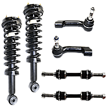 6-Piece Kit Front, Driver and Passenger Side Suspension Kit,  Includes (2) Loaded Strut, (2) Sway Bar Link, and (2) Tie Rod End