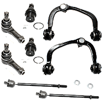8-Piece Kit Front, Driver and Passenger Side, Inner and Outer, Upper and Lower Suspension Kit, Four Wheel Drive, Eleventh Digit of VIN is K,N,F,  Includes (2) Ball Joint, (2) Control Arm, and (4) Tie Rod End