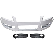 3-Piece Kit Front Primed Bumper Cover, For Models Without S-Line Package, Convertible, Includes (1) Bumper Cover and (2) Fog Light Trim