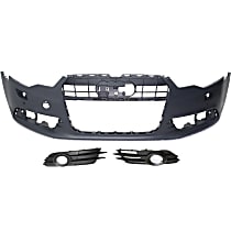 3-Piece Kit Front Primed Bumper Cover, For Models Without S-Line Package, Includes (1) Bumper Cover and (2) Fog Light Trim