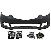 5-Piece Kit Front Primed Bumper Cover, Sedan, Includes (2) Bumper Bracket, (1) Bumper Cover, and (2) Fog Light
