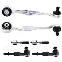 6-Piece Kit Front, Driver and Passenger Side, Upper, Rearward Control Arm Kit, includes (2) Control Arm and (4) Tie Rod End