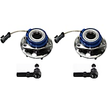 4-Piece Kit Front, Driver and Passenger Side Wheel Hub, Without Heavy Duty Suspension, Replacement for Part # 513121 or 513187, 5 Lugs, With Bearing, With Sensor,  Includes (2) Tie Rod End and (2) Wheel Hub