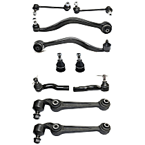 10-Piece Kit Front, Driver and Passenger Side, Lower, Frontward and Rearward Control Arm Kit, FWD, includes (2) Ball Joint, (4) Control Arm, (2) Sway Bar Link, and (2) Tie Rod End