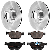 4-Piece Kit Front Brake Disc and Pad Kit, Plain Surface, 5 Lugs, Semi-metallic, 3.0L 6Cyl,  Includes (2) Brake Disc and (1) Brake Pad Set