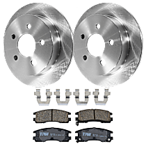 Rear Brake Disc and Pad Kit, Plain Surface, 5 Lugs, Ceramic