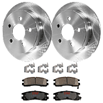 Rear Brake Disc and Pad Kit, Plain Surface, 5 Lugs, Ceramic