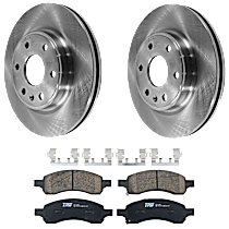 Front Brake Disc and Pad Kit, Plain Surface, 6 Lugs, Ceramic