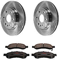 Front Brake Disc and Pad Kit, Plain Surface, 6 Lugs, Ceramic
