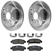 Rear Brake Disc and Pad Kit, Plain Surface, 6 Lugs, Semi-Metallic