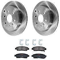 Rear Brake Disc and Pad Kit, Plain Surface, 6 Lugs, Semi-Metallic