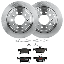 KIT-072524-207 Rear Brake Disc and Pad Kit, 2-Wheel Set, Plain Surface, 5 Lugs, Ceramic, includes Brake Disc and Brake Pad Set