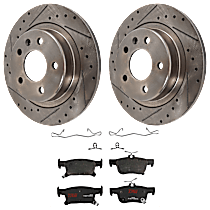 KIT-072524-210 Rear Brake Disc and Pad Kit, 2-Wheel Set, Cross-drilled and Slotted, 5 Lugs, Ceramic, includes Brake Disc and Brake Pad Set