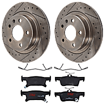 KIT-072524-216 Rear Brake Disc and Pad Kit, 2-Wheel Set, Cross-drilled and Slotted, 5 Lugs, Ceramic, includes Brake Disc and Brake Pad Set