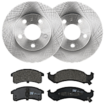 Front Brake Disc and Pad Kit, Plain Surface, 5 Lugs, Semi-Metallic