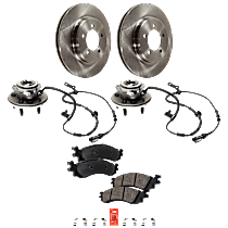 6-Piece Kit, Front, Driver And Passenger Side Wheel Hub, Bearing Included, Sensor Included, Includes Brake Disc And Brake Pad Set