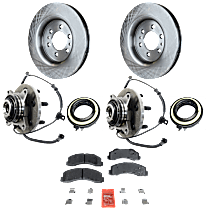 7-Piece Kit Front, Driver and Passenger Side Wheel Hubs with 4WD Actuators, Brake Discs, and Brake Pad Set, 6 Lugs, with Bearing, with Sensor