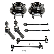 8-Piece Kit, Front, Driver And Passenger Side Suspension Kit, Includes Sway Bar Link, Tie Rod End, And Wheel Hub