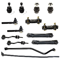 14-Piece Kit Front Suspension with Ball Joint, Control Arms, Sway Bar Links, Tie Rod Adjusting Sleeves, Tie Rod Ends, and Track Bar
