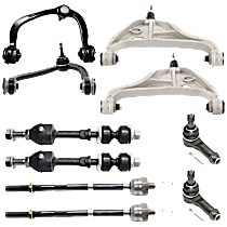 10-Piece Kit Front, Driver and Passenger Side, Inner and Outer, Upper and Lower Suspension Kit, Includes (4) Control Arm, (2) Sway Bar Link, and (4) Tie Rod End
