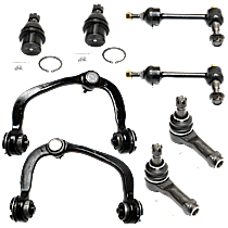 8-Piece Kit Front, Driver and Passenger Side, Upper and Lower Suspension Kit, Four Wheel Drive, Thru 11/28/04,  Includes (2) Ball Joint, (2) Control Arm, (2) Sway Bar Link, and (2) Tie Rod End