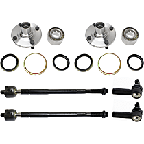 Front, Driver and Passenger Side Wheel Hub Kit, Non-ABS, Front Wheel Drive, includes Tie Rod Ends