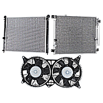 3-Piece Kit A/C Condenser, 8 Cyl 4.6L, includes (1) A/C Condenser, (1) Cooling Fan Assembly, and (1) Radiator