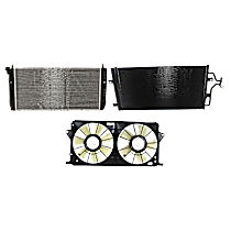 3-Piece Kit A/C Condenser, includes (1) A/C Condenser, (1) Cooling Fan Assembly and (1) Radiator, 3.8L Eng., 6 Cyl.
