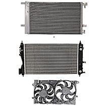 3-Piece Kit A/C Condenser, includes (1) A/C Condenser, (1) Cooling Fan Assembly and (1) Radiator, 2.0L/2.5L Eng., 4 Cyl.